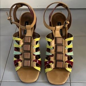 Nanette Lenore multi-colored strap heel, size 7.5B